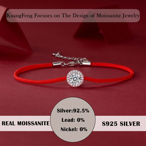 0.5 carat moissanite צמיד אדום מתכוונן תכשיטים מזל לנשים עגול עיצוב קלאסי עגול 925 מתנה ליום הולדת