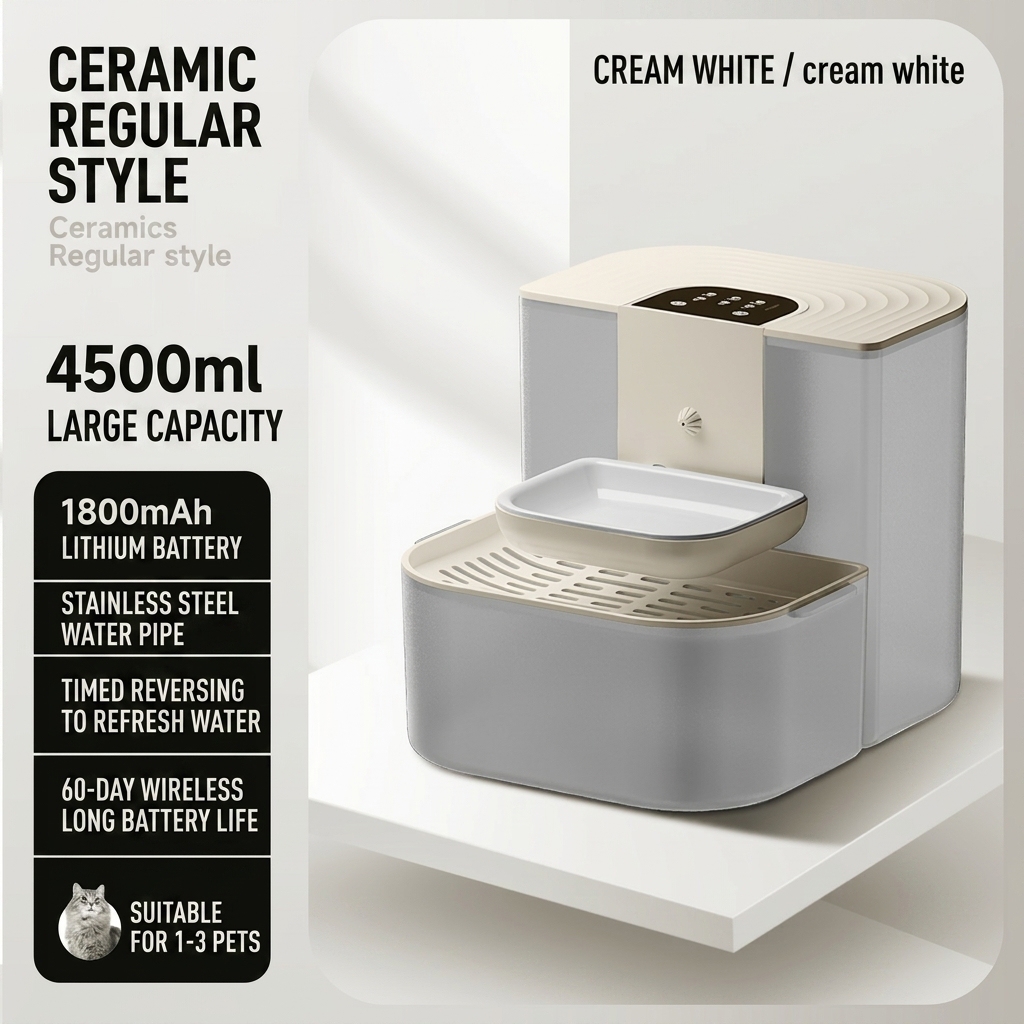 Cream-white ceramic bowl-standard model-1800 mah lithium battery