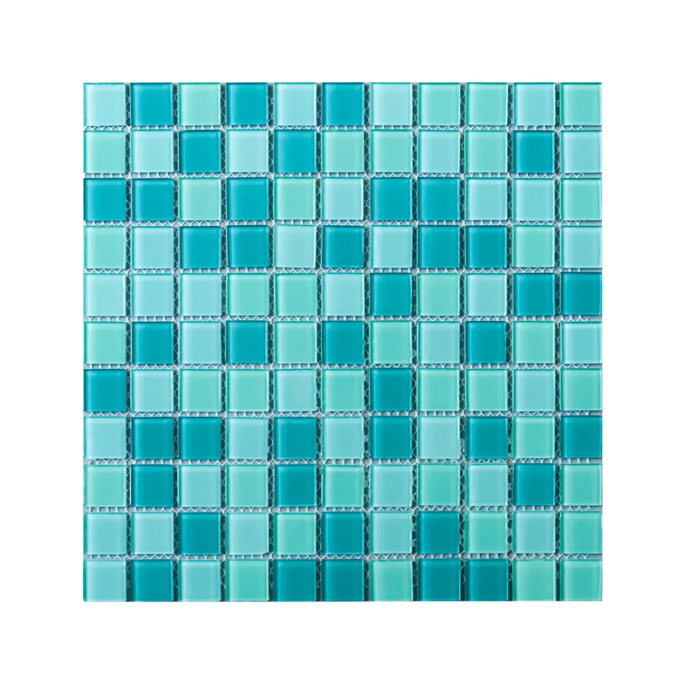 Casa de banho cozinha backsplash cor misturada turquesa quadrado de vidro de cristal brilhante mosaico piscina