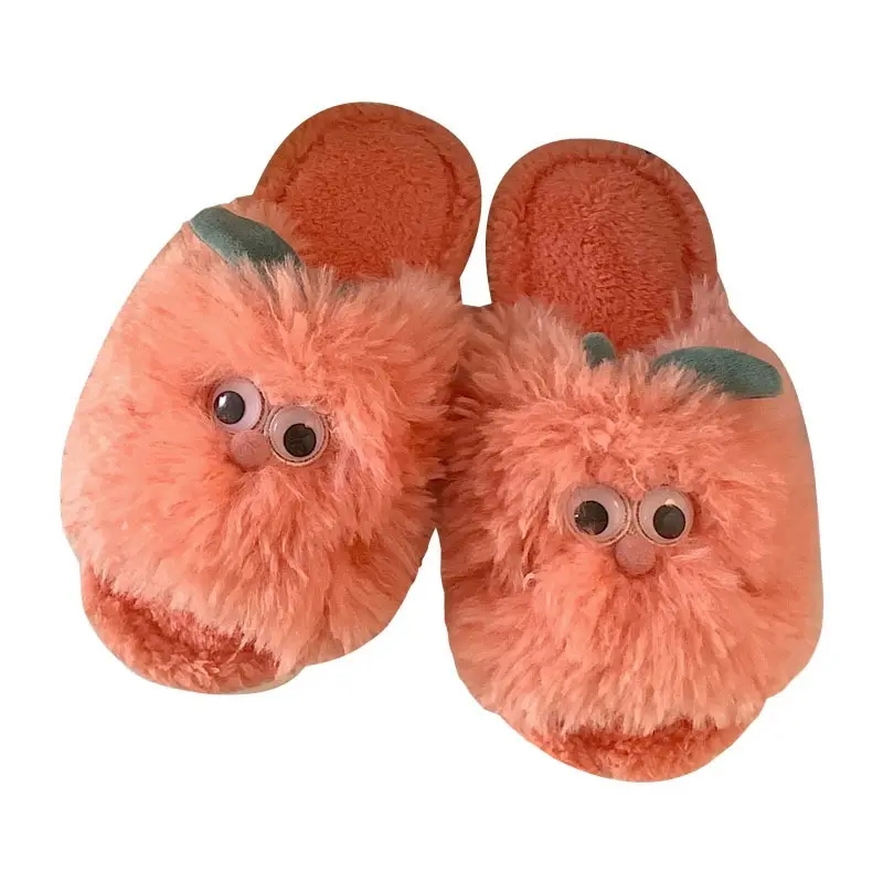 Симпатичные плюшевые тапочки для девочек удобные тапочки для спальни мягкие теплые пушистые Нескользящие домашние туфли с открытым носком