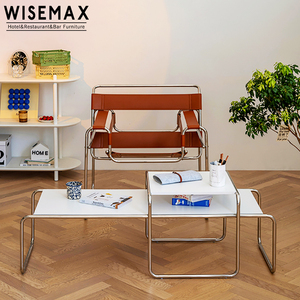 WISEMAXFURNITUREモダンノルディックシンプルステンレススチールコーヒーテーブルセットウッドテーブルトップコンビネーションセンターテーブル - Product Image 3