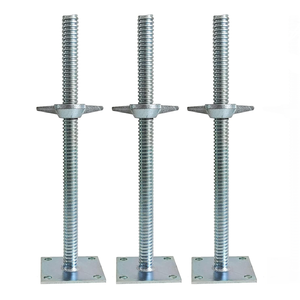 Piezas de andamio de escalera Sistema de construcción Andamio de acero Jack Nivel ajustable Base Material de construcción Andamio