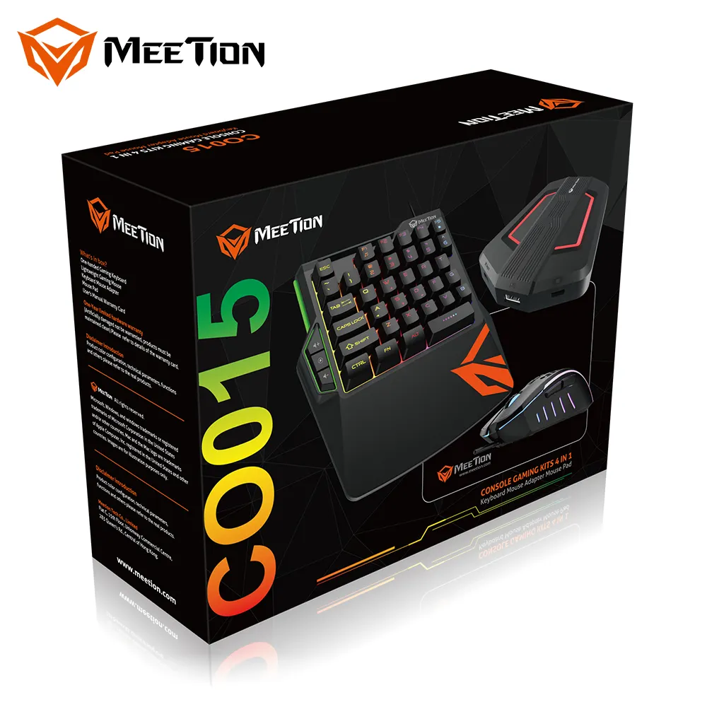 Meettion-Juego de adaptadores CO015 Led retroiluminado, conjunto combinado con cable, convertidor de ratón y teclado de una mano para Ps4 y Xbox