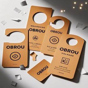 Obrou özel ucuz emlak reklam el ilanı kapı askı sıcak promosyon fantezi kağıt otel Poster topuzu asılı el ilanı
