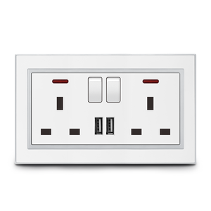 Interruptor de luz de pared estándar del Reino Unido, controles de botón pulsador, toma de corriente roja, blanca, OEM ABS SDK, tecnología moderna, productos eléctricos - Product Image 6