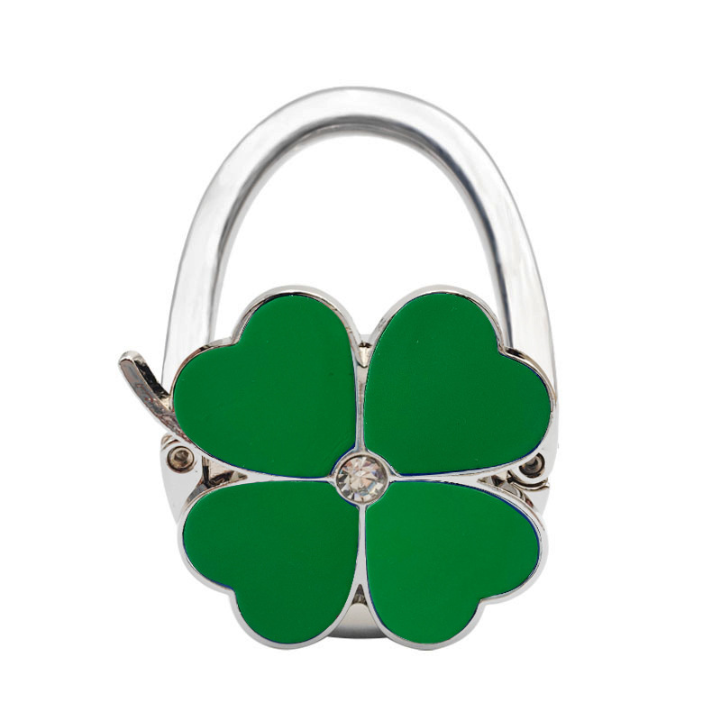Trèfle à quatre feuilles couleur unie cuir-vert