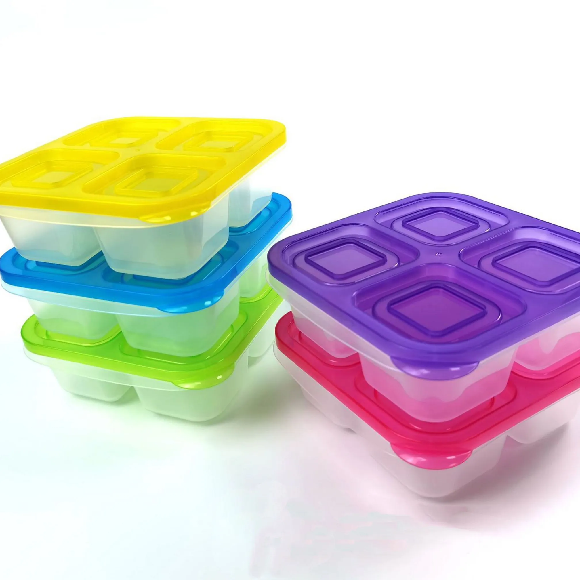 Wiederverwendbare Lebensmittel Container Klar 4-Fach Kinder Mittagessen Bento Snack Boxen Für Schule Arbeit Und Reisen