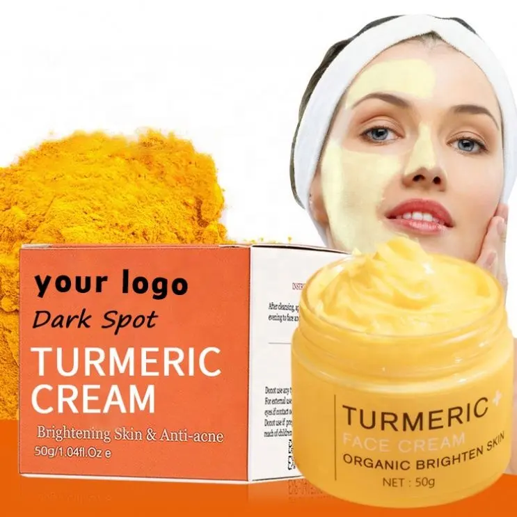 Crema orgánica antienvejecimiento para eliminar el punto oscuro, loción corporal de cúrcuma para el acné, crema facial hidratante de día y noche