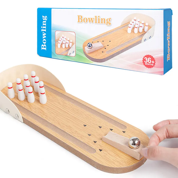 Mini Houten Draagbare Bowling Spel Grappige Desktop Speelgoed Sets Voor Kinderen En Kinderen