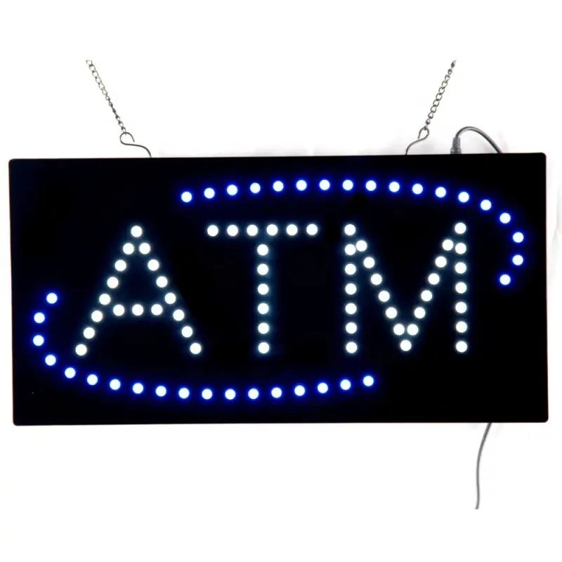 Karanlıkta kızdırma 48X24cm kapalı akrilik LED açık yazısı Light Up ATM ekran kartı