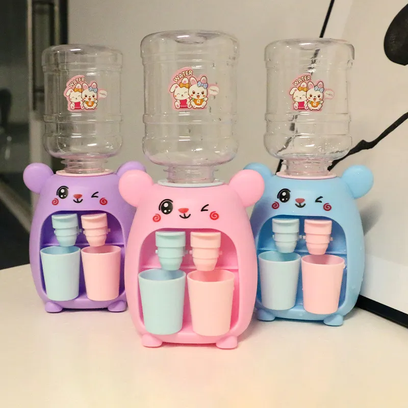 Mainan Dispenser Air Mini Ganda Anak-anak dengan Cangkir Lucu Hadiah Anak-anak Mainan Dapur Babi Kartun Simulasi Minum Susu Jus Air
