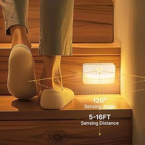 120&deg; <strong>Detection</strong> LED Stair <strong>Light</strong> Kit with <strong>Motion</strong> <strong>Sensor</strong> Battery Operated White Wall Step <strong>Light</strong> 3000K Night <strong>Light</strong> Easy Installation - Product Image 4