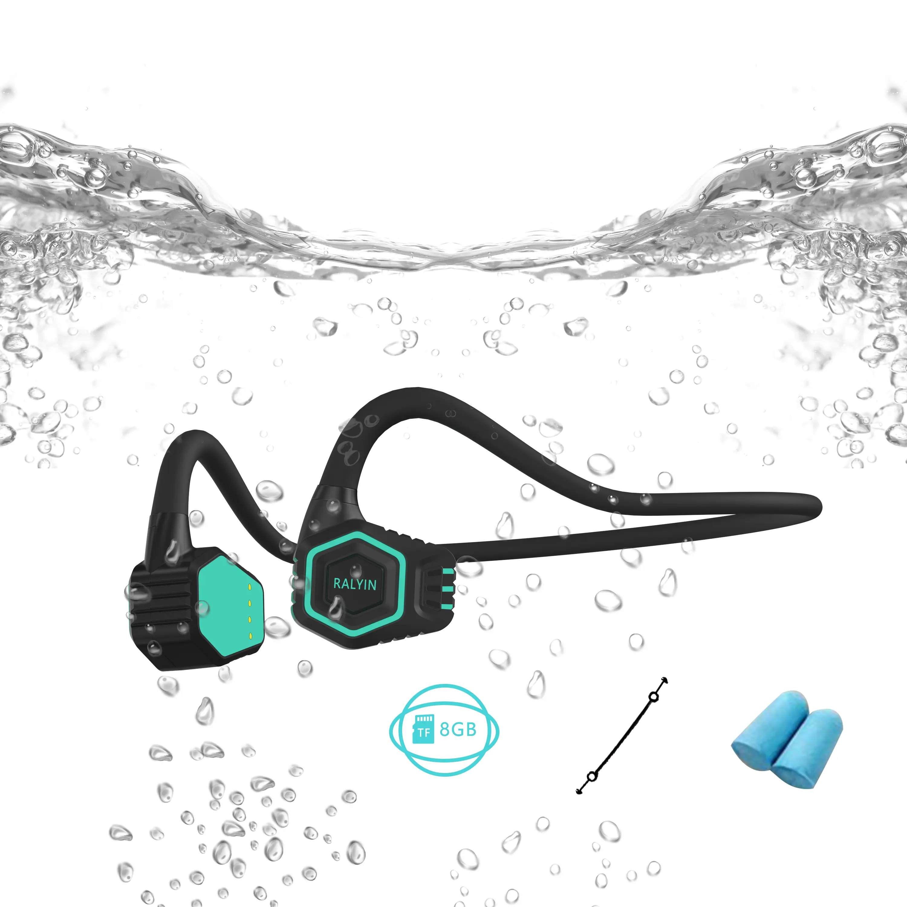 IPX8 spor Run yüzmek kemik iletim kablosuz Handsfree kulaklık kulaklık açık kulak kemik iletim kulaklık