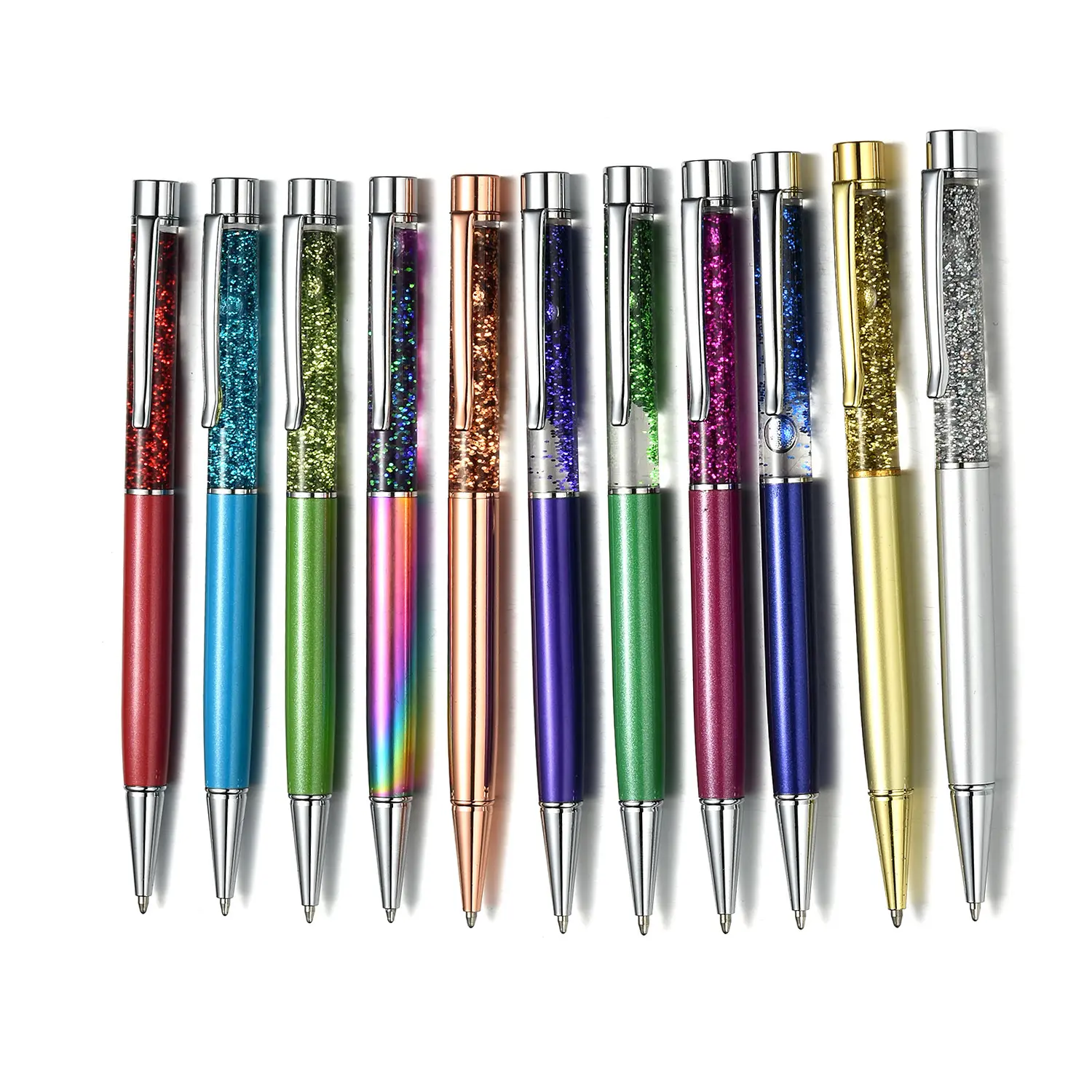أقلام كرتونية معدنية كرستالية سائلة لامعة قابلة للكتابة على الموضة بعلامة تجارية مخصصة