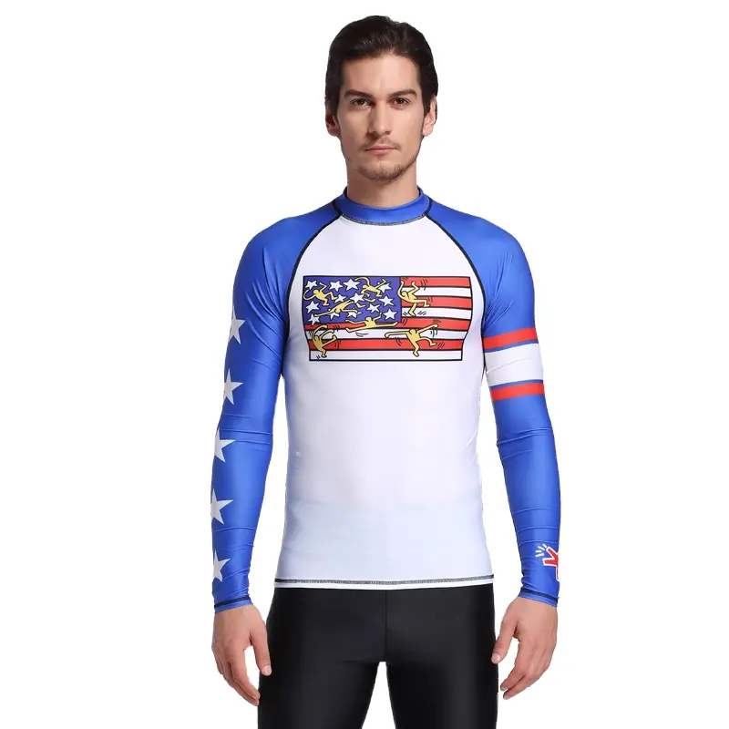 Sbart colete de manga longa masculino, proteção de alta qualidade para rashguard com estampa de subolmação, proteção contra rugas upf50 + para natação