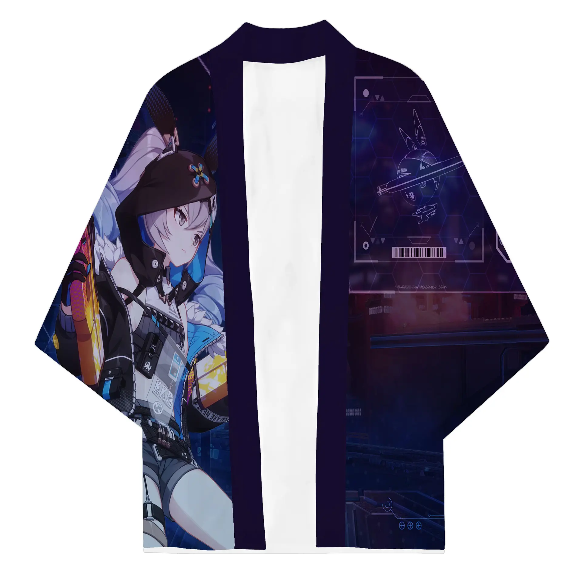 Black Kimono Cardigan Mulheres Homens Japonês Imprimir Casaco Anime Vestuário Honkai Star Rail Manto Unisex Verão Cosplay Top