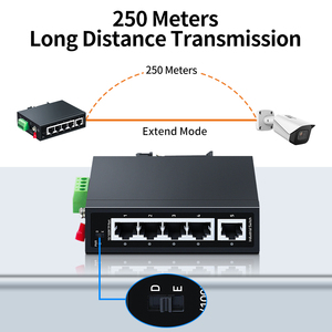 5端口100米工业交换机，100mbps DIN35轨道100Base-T网络以太网快速交换机IP30防雷即插即用 - Product Image 4