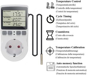 Termostato Digital con temporizador, controlador de temperatura, toma de corriente con temporizador, <span class=keywords><strong>Sensor</strong></span>, sonda de calefacción y refrigeración, EU/US/AU/UK - Product Image 3