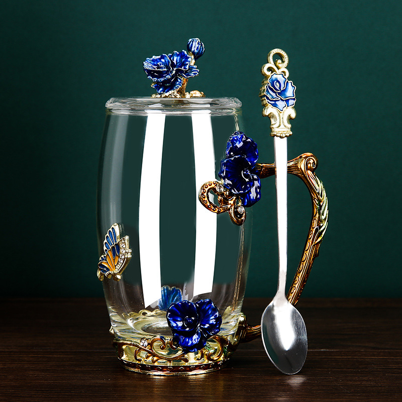 Blue-Cup+Spoon+Lid-High Style(350ml)