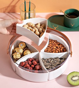 Organizador de alimentos apilable Contenedores de alimentos de plástico para organizar Contenedor de bocadillos reutilizable con dispensador de 5 compartimentos y tapa