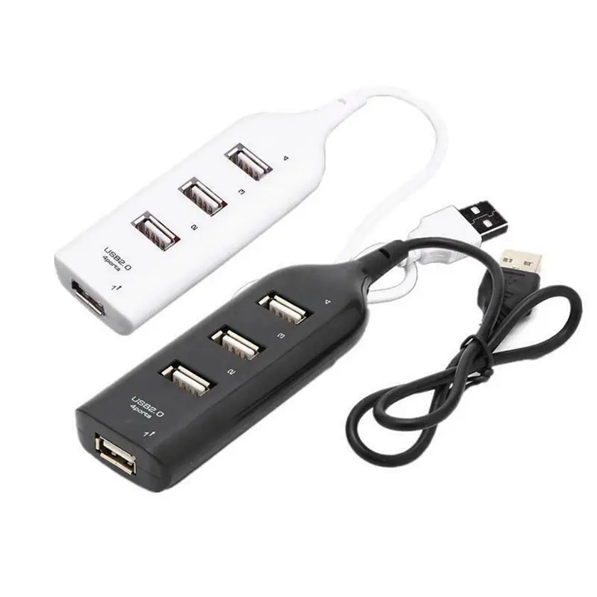 Новый высокоскоростной тонкий 4 порта USB 2,0 концентратор USB концентратор с кабелем для ноутбука ПК компьютер оптовая продажа черный/белый