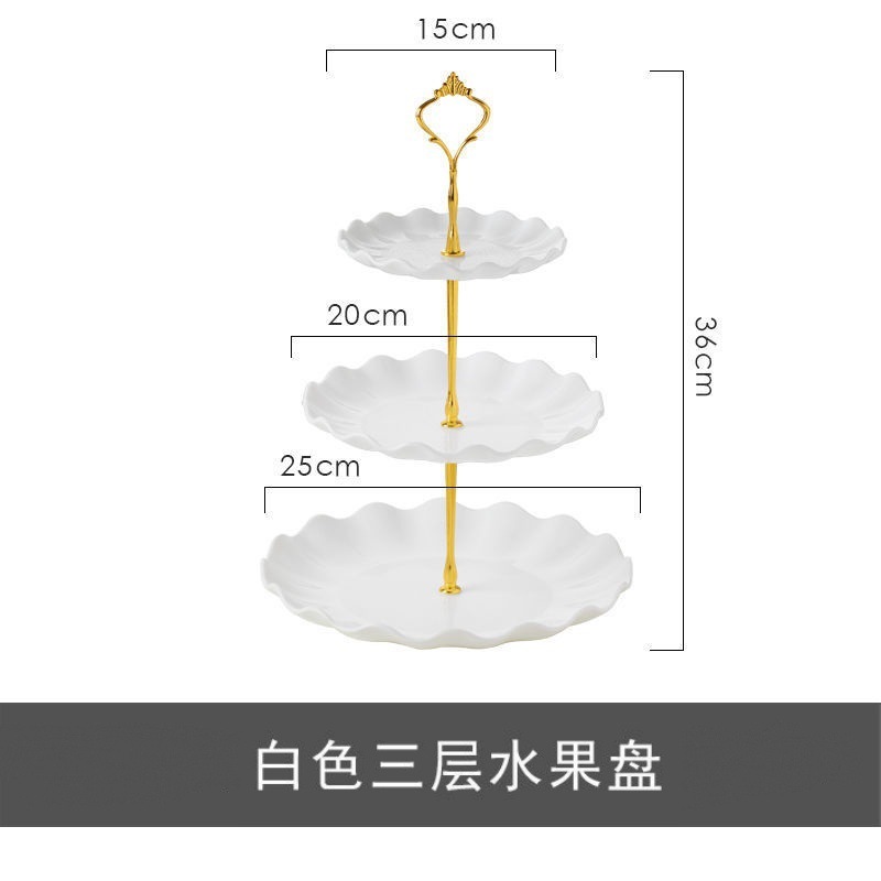 Three-tiered fruit platter - white