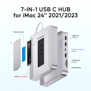 Pulwtop ฮับ USB C สำหรับ I-Mac 24นิ้ว2021/2023/2024ฮับ iMac พร้อม USB c/ A 10Gbps, sd/tf รองรับการขยาย M.2 SSD (ไม่รวม) - Product Image 2