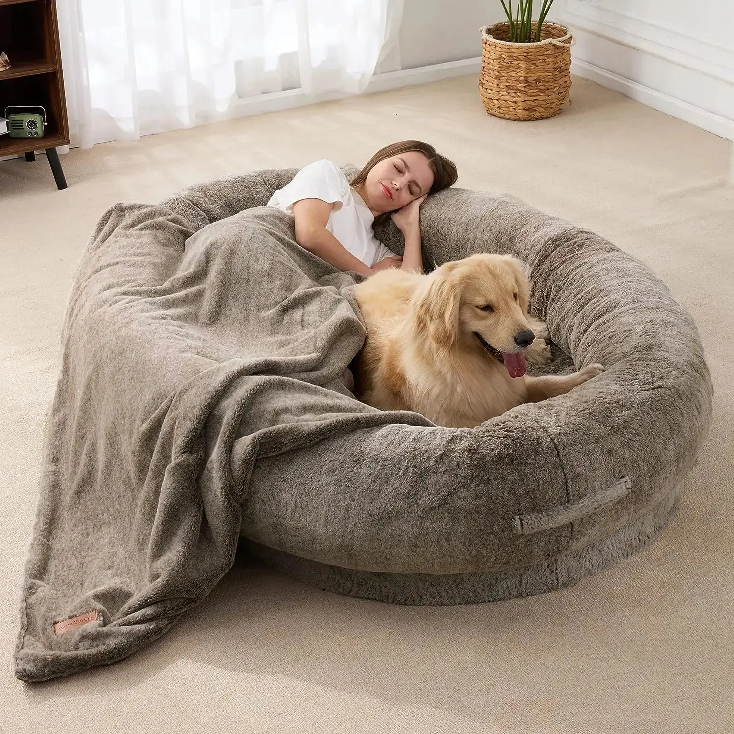 Adult Sized Human Dog Bed Fluffy Pet Bed Long Plush Luxury Designer Dog Pet Mat Sofa Human Sized Dog Bed For People Adults
