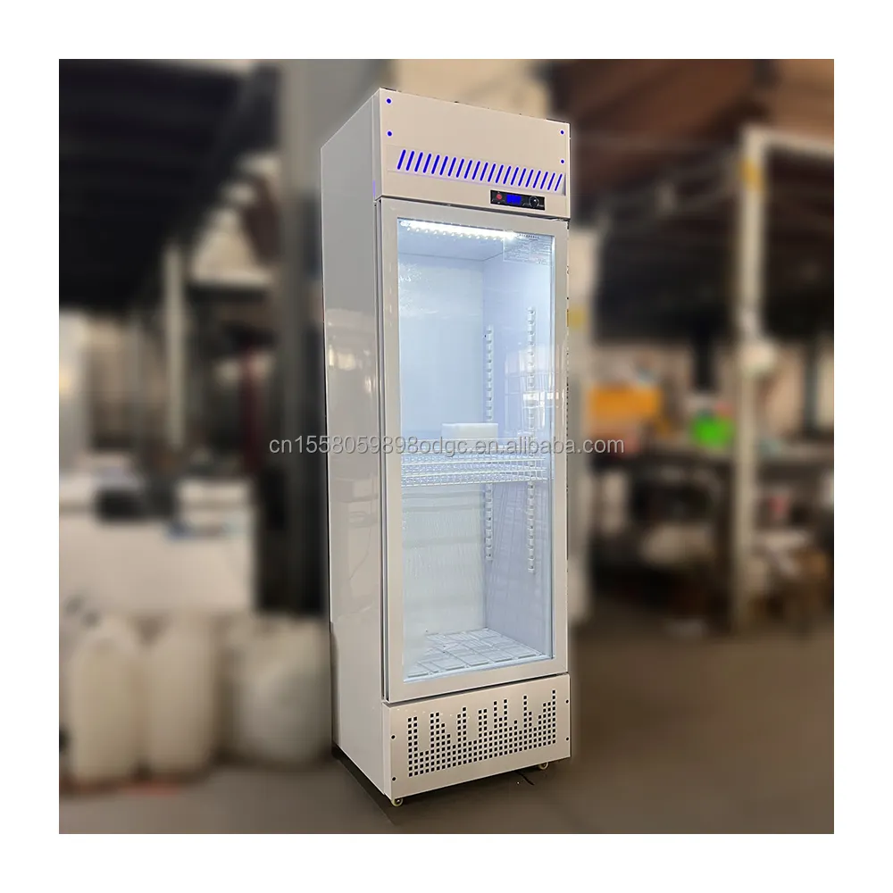 Logo personalizzato apparecchiature di refrigerazione per porta di alimentari porta porta di vetro Display commerciale verticale frigoriferi display frigorifero