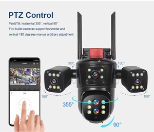 กล้อง20MP 4หน้าจอแบบพาโนรามา6K HD ไร้สาย Wi-Fi กล้องติดตามการมองเห็นในเวลากลางคืนแบบพาโนรามาเซ็นเซอร์เซ็นเซอร์ CMOS จอภาพเก็บข้อมูลไว้บนคลาวด์กล้องซูม10X PTZ - Product Image 2