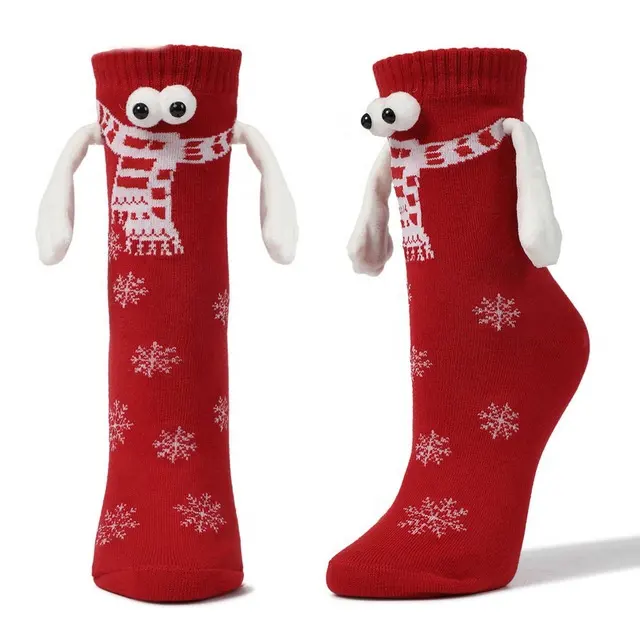 Funny Halloween Christmas 3D Doll Holding Hands Magnetic Couple Socks For Women