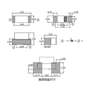 1.7x0.6มม. ชิป0602มุมฉากสีเขียวบริสุทธิ์มุมมองด้านข้าง0603ไฟ LED ไดโอด SMD - Product Image 3