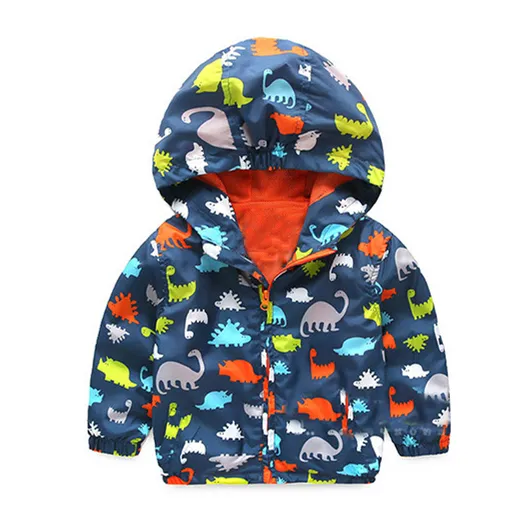RTS Autumn Baby Boy Clothing Fall Jacket Kids Children Dinosaur Hooded Coat for Wholesale
