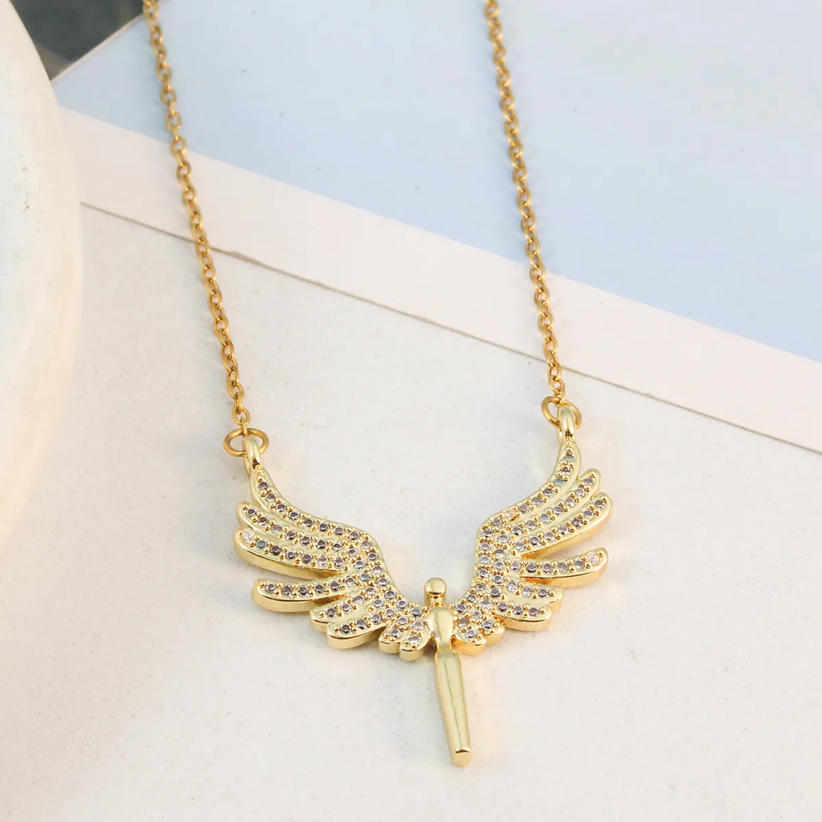 Kadın günlük melek kanatları altın kaplama kolye kolye moda takı aksesuarları