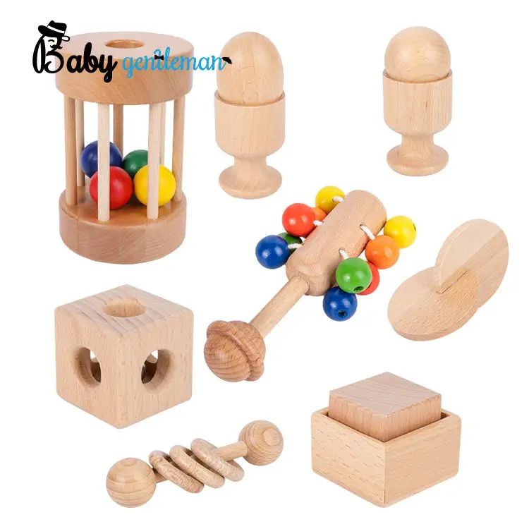 Holz Montessori Baby Handshake halten Holz Early Education Form Spielzeug für Kinder Z12185F