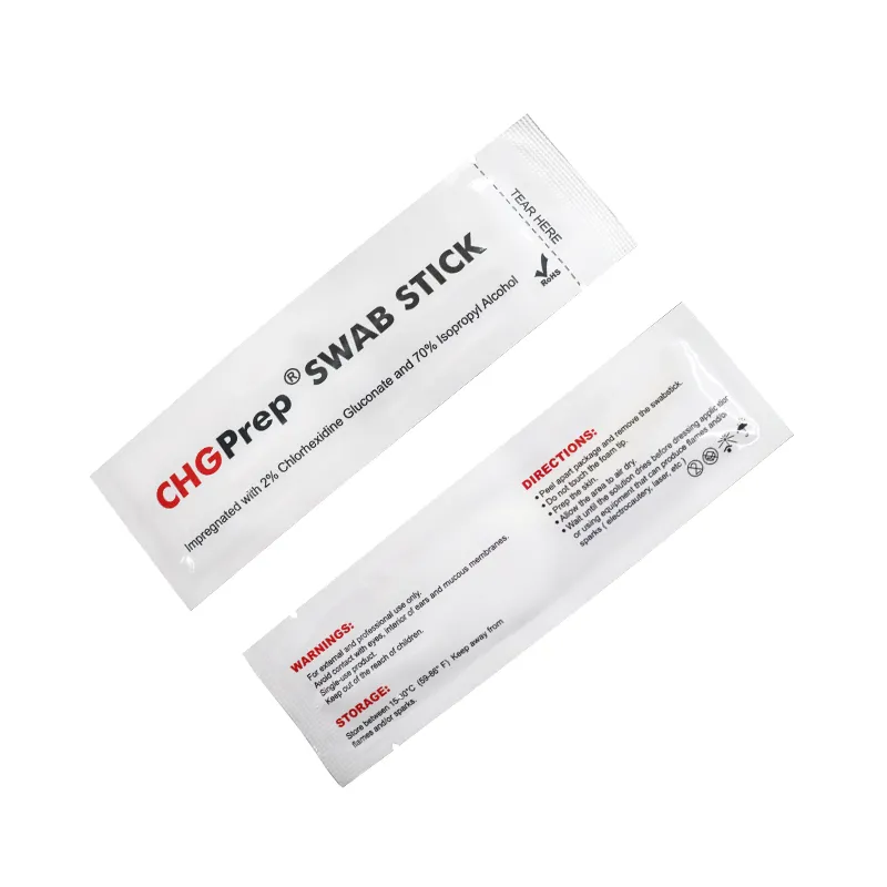 Antiseptic swabs supplier pre-operative skin disinfection 70% ipa +2% chg medical surgical sterile swab sticks