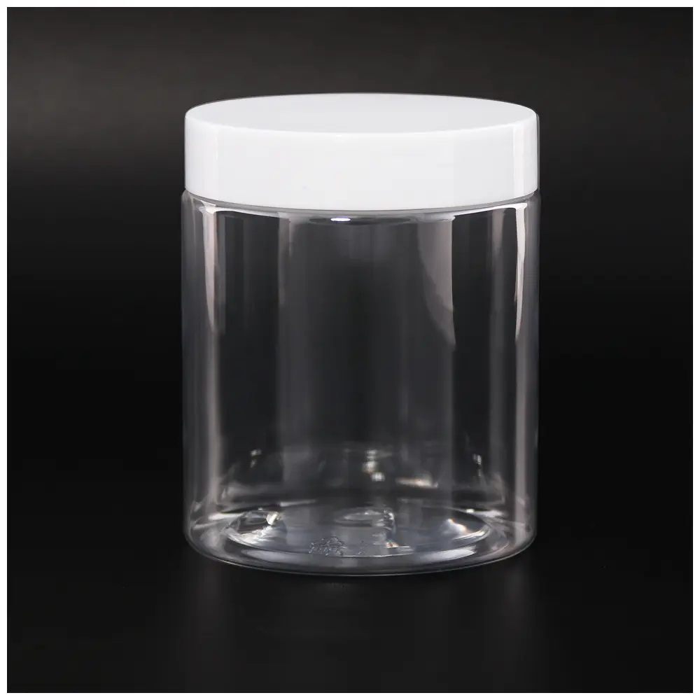 Vente directe en usine 71mm 50 80 100 120 180 200 250 300 400 500ml aliments miel biscuits aliments pot avec couvercle transparent PET épices pot en plastique