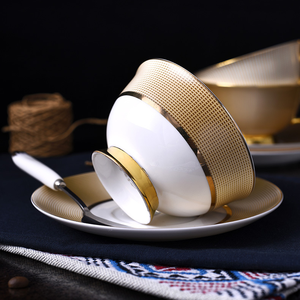 细骨瓷金线咖啡茶具，欧洲镀金陶瓷茶杯茶托套装瓷器 - Product Image 2