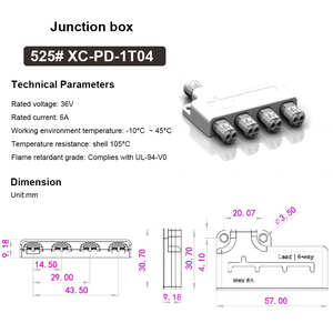 Factory Wholesale Power <strong>Distributor</strong> Junction Box <strong>1</strong> in <strong>4</strong> out for Pluggable Wire Connector Cable 22-20AWG Connectors Product - Product Image 2