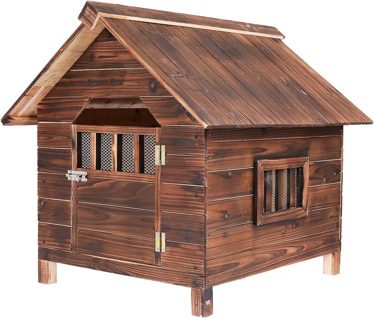 Ngoài trời nhà vật nuôi với cửa ra vào và cửa sổ thời tiết bằng gỗ kennel Dog House cho ngoài trời