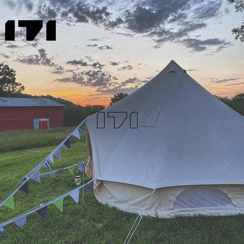 Mais brilhante fim de semana camping sino tenda pólo glamping cúpula algodão lona sino tenda sino oxford 5m