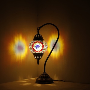 Marrakech Tiffany Bohemian Moroccan <strong>Boho</strong> Style Gooseneck Bedside Light Turkish Mosaic Swan Neck Table <strong>Lamp</strong>