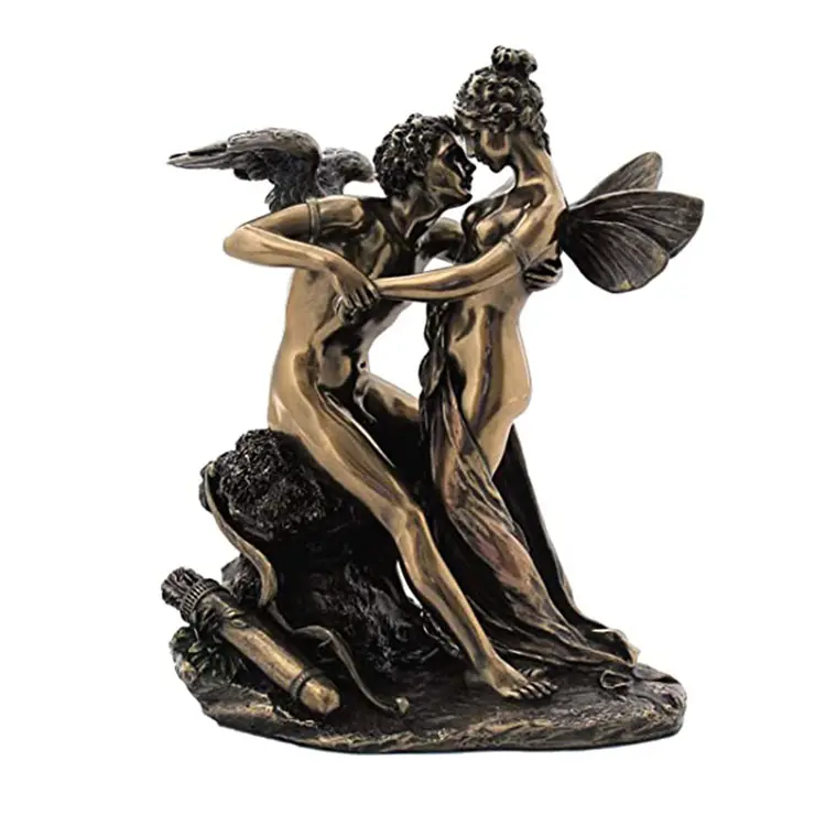 Decoração home moderna vida tamanho do homem e da mulher do anjo estátuas de bronze do metal para a venda