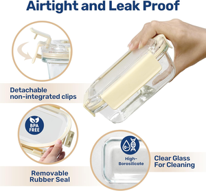 5 <span class=keywords><strong>g</strong></span>ói 22oz cao thủy tinh Borosilicate nhà bếp lưu trữ container PP có nắp đậy + Silicone con dấu kín máy rửa chén lò vi sóng an toàn - Product Image 2