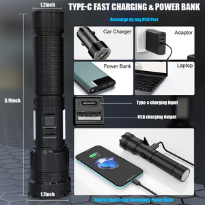 ซัพพลายเออร์ขายส่งไฟฉาย LED แสงแฟลชสนับสนุน USB ชาร์จกันน้ำ - Product Image 2