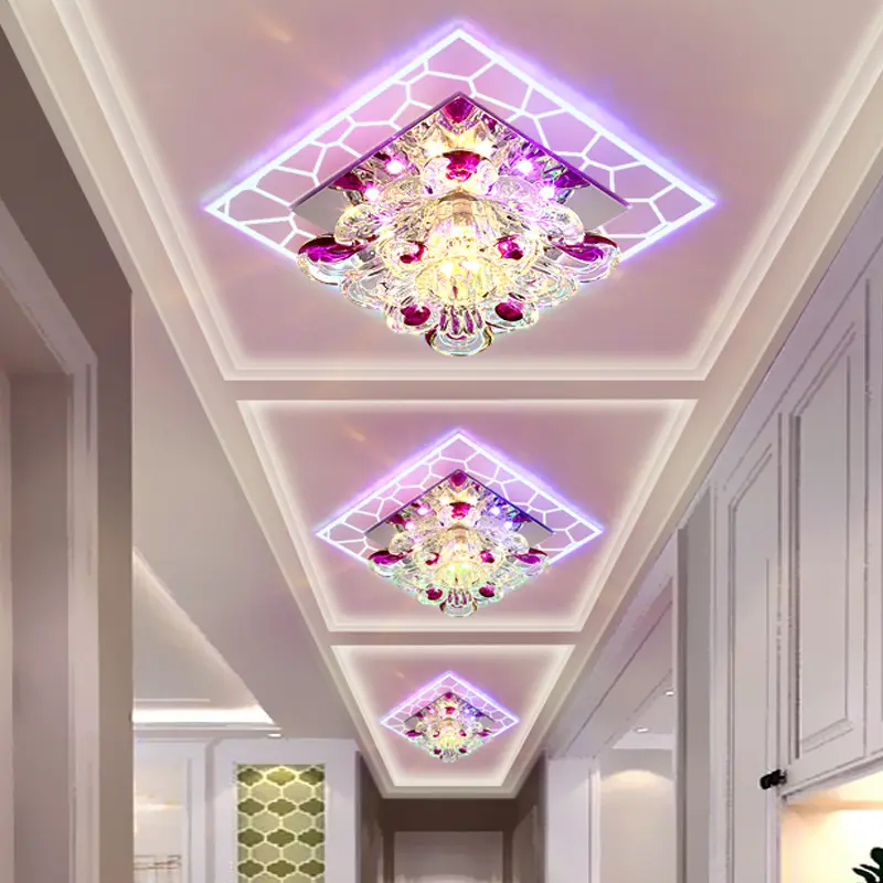 Moderne Minimalistische Vierkante Gangpad Licht Kristallen Gang Balkon Veranda Led Licht Indoor Woonkamer Plafondlamp