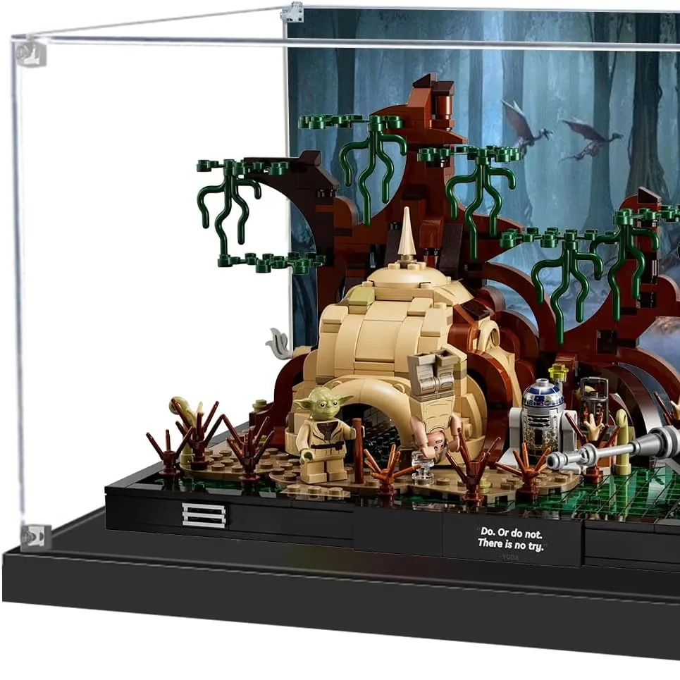 Vitrina acrílica para Lego 75330 Diorama Yodas Cabin en Aagobah Vitrina a prueba de polvo