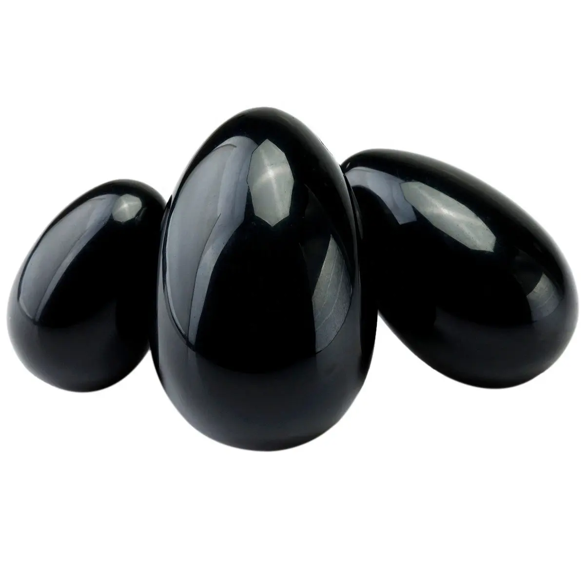 Prodotti Yoni all'ingrosso Eggd pietra nera naturale uova Yoni in vendita uovo di cristallo di ossidiana nera Set uovo di ossidiana Yoni