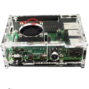 Raspberry Pi 4B proteger Shell Raspberry Pi Placa de desarrollo chasis acrílico transparente placa base disipador de calor funda protectora ventilador