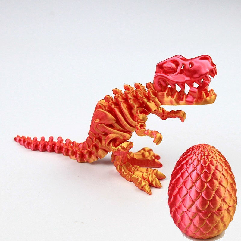 œuf de tyrannosaure rex rouge-or-10 cm